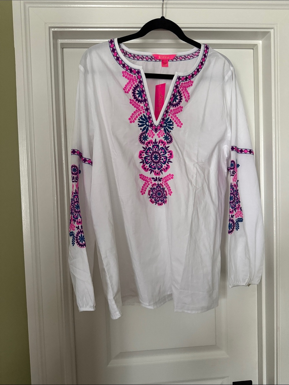 NWT Lilly Pulitzer embroidered tunic long sleeve top size XL